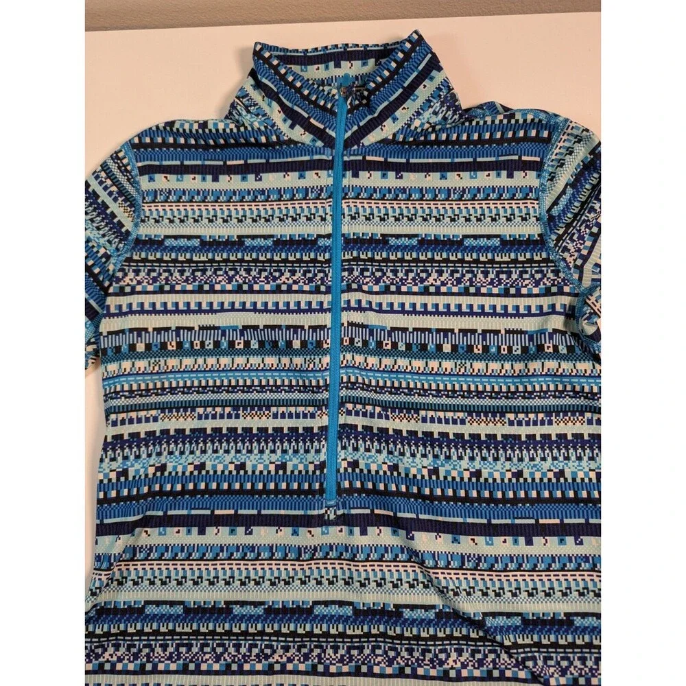 Nike Pro Dri-Fit Women's Size L Blue 1/4 Zip Pullover Thumb Holes Track
